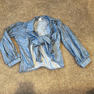 Funky Project Blue Tie Front Crop Blouse